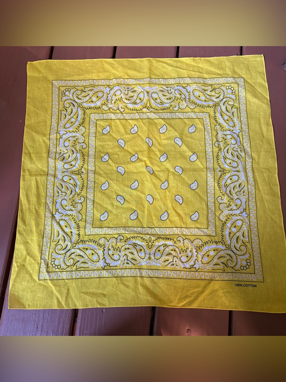 Classic Yellow Paisley 100% Cotton Bandana Handkerchief